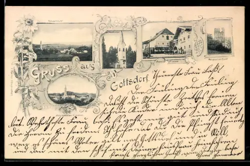 AK Gottsdorf, Brauerei Wimmer, Burgruine Riedl