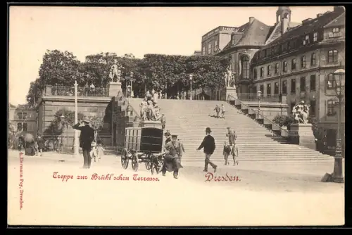 AK Dresden, Treppe zur Brühl`schen Terrasse
