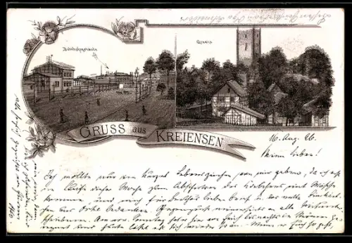 Lithographie Kreiensen, Bahnhofsgebäude, Greene