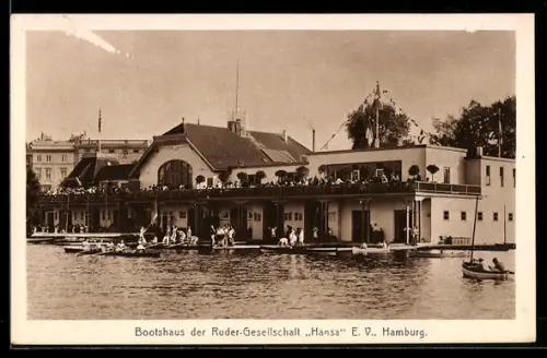 AK Hamburg-Uhlenhorst, Bootshaus der Ruder-Gesellschaft Hansa