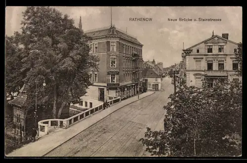 AK Rathenow, Neue Brücke und Steinstrasse