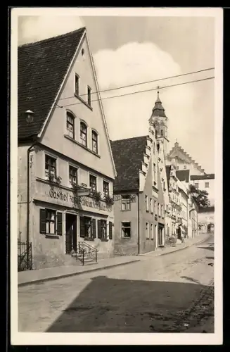 AK Babenhausen /Schwaben, Gasthof Schwarzer Adler in der Aussenansicht, Inh. Familie Pfeifer