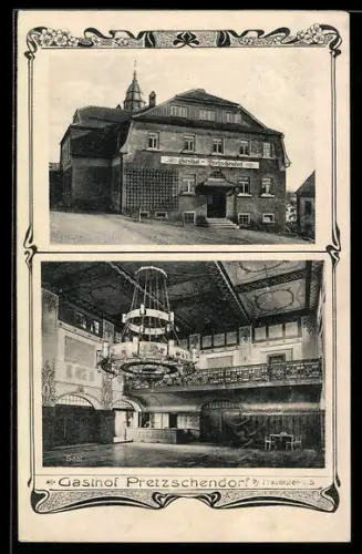 AK Pretzschendorf i. S., Gasthof Pretzschendor, Saal