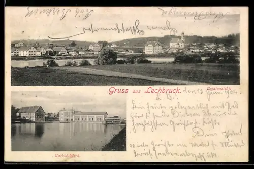 AK Lechbruck, Totalansicht mit Kirche und Carbid-Werk