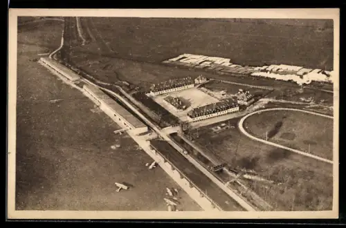 AK Schleissheim b. München, K.B. Fliegerbataillon, Flughafen aus der Vogelschau