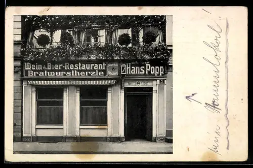 AK Würzburg, Restaurant Bratwurstherzle von Hans Popp, Aussenansicht