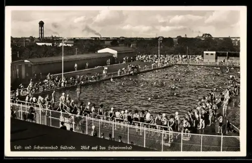 AK Berlin-Schöneberg, Luft- und Schwimmbad Südende, nahe S-Bahnhof Priesterweg und Bahnhof Südende