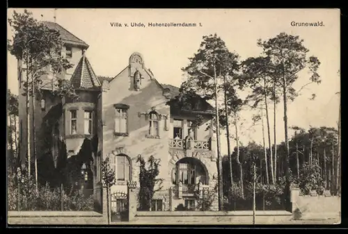 AK Grunewald, Villa v. Uhde, Strasse Hohenzollerndamm 1