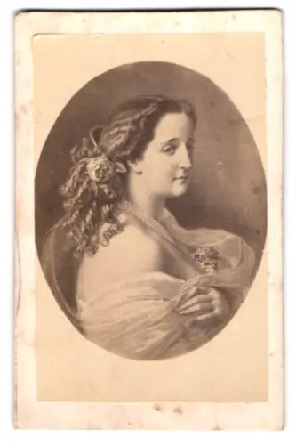 Fotografie unbekannter Fotograf und Ort, Porträt Eugenie de Montijo, Kaiserin von Frankreich, nach einem Gemälde
