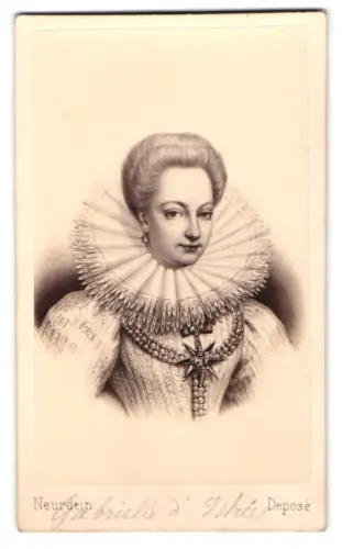 Fotografie Neurdein, Paris, Porträt Gabrielle d`Estrées, Duchesse de Beaufort et Verneuil, nach einem Gemälde