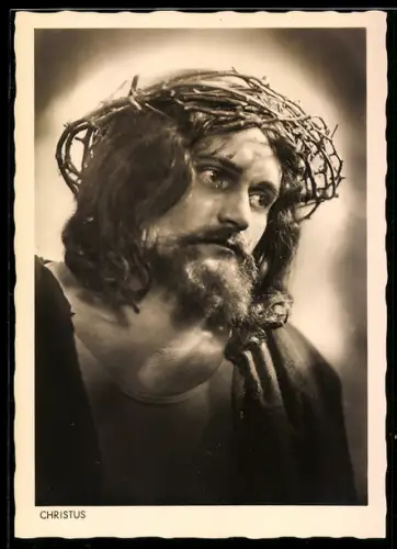 AK Waal i. Schw., Passionsspiele 1938, Christusdarsteller Christian Heinz mit Dornenkrone