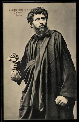 AK Waal i. Schw., Passionsspiele 1914, Judas Ischariot mit seinem Sack voll Silber