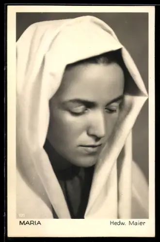 AK Waal /Schwaben, Passionsspiele 1949, Maria Immaculata verkörpert durch Hedw. Maier