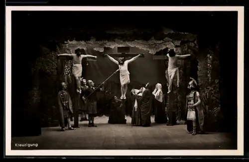 AK Waal i. Schwaben, Passionsspiele 1938, Szene der Kreuzigung
