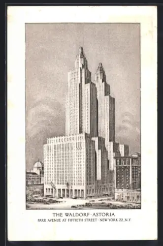 AK New York, NY, The Waldorf-Astoria, Park Avenue at Fiftieth Street