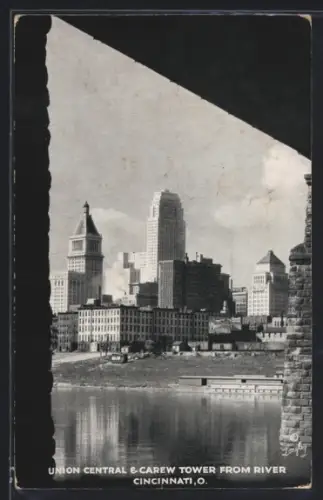 AK Cincinnati, OH, Union Central & Carew Tower from River