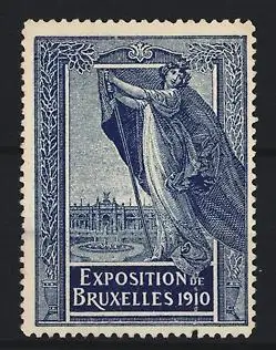 Reklamemarke Brüssel, Exposition de Bruxelles 1910, Frau mit Fahne