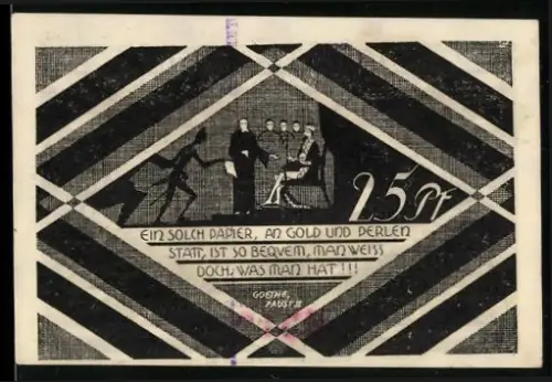 Notgeld Hasloh /Pinneberg, 25 Pfennig, Goethe-Zitat aus Faust II und geometrisches Muster