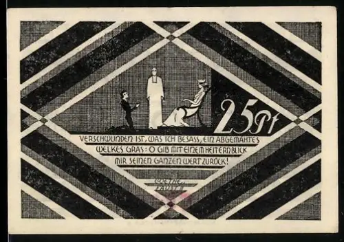Notgeld Hasloh /Pinneberg, 25 Pfennig, Dialog aus Goethe`s Faust II mit geometrischem Muster