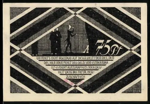 Notgeld Hasloh /Pinneberg, 75 Pfennig, geometrische Muster und stilisierte Figuren