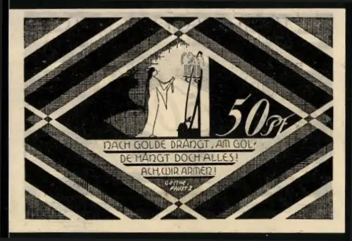 Notgeld Hasloh /Pinneberg, 50 Pfennig, Szene aus Goethe`s Faust I