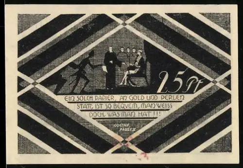 Notgeld Hasloh /Pinneberg, 25 Pfennig, Goethe-Zitat aus Faust II mit stilisiertem Muster