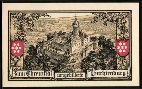 Notgeld Kahla /S.A. 1921, 50 Pfennig, Burg Leuchtenburg mit Wappen