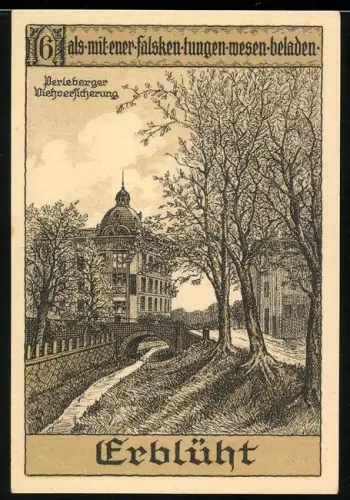 Notgeld Perleberg 1921, 50 Pfennig, Gebäude am Fluss und Münzbeutel mit Ortsansicht