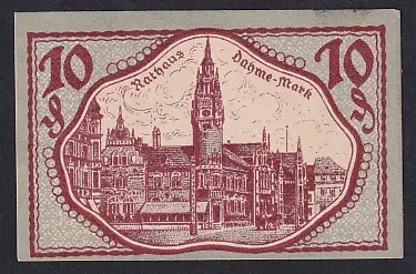 Notgeld Dahme i.d. Mark 1920, 10 Pfennig, Rathaus