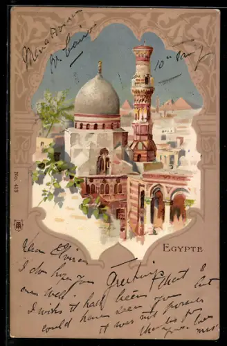 AK Egypte, Moschee mit Minarett