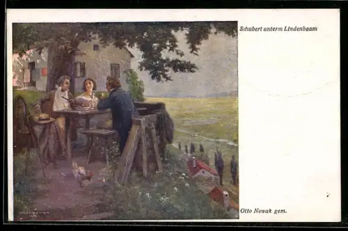 Künstler-AK Schubert unterm Lindenbaum