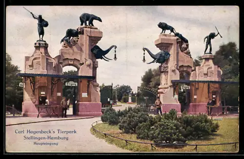 AK Hamburg-Stellingen, Carl Hagenbeck`s Tierpark, Haupteingang