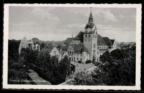 AK Leipzig, Zoologischer Garten, Wirtschaftsgebäude aus der Vogelschau