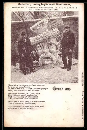 AK Schneefigur im Dezember 1897