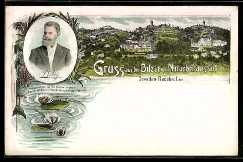 Lithographie Radebeul /Dresden, Bilz`sche Naturheilanstalt