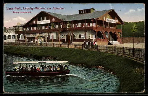 AK Leipzig-Wahren, Luna-Park am Auensee, Gebirgsrestaurant
