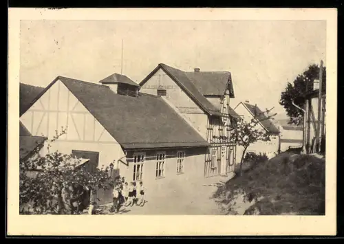 AK Endbach /Biedenkopf, Landheim der Klingler-Oberrealschule, Schulgebäude mit Hof
