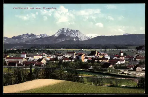 AK Vöcklabruck, Totalansicht mit dem Traunstein