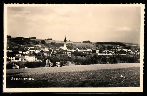 AK Grieskirchen, Ortspanorama mit Kirche