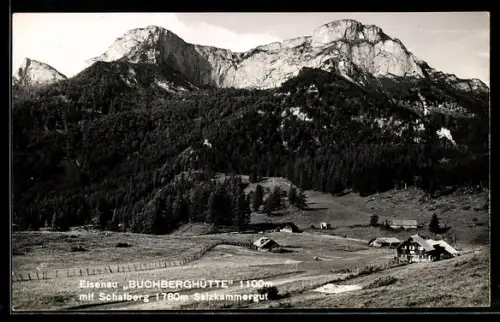 AK St. Gilgen, Eisenau im Salzkammergut, Buchberghütte mit Schafberg
