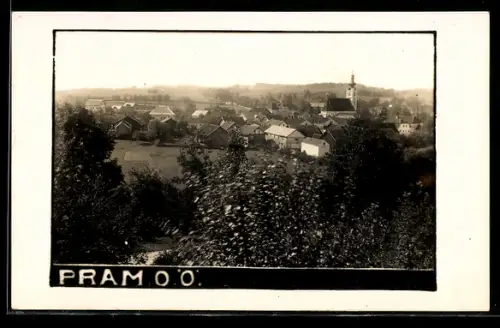 AK Pram /O.Ö., Ortsansicht mit Kirche aus der Vogelschau