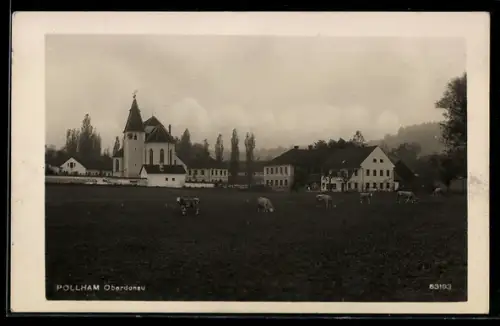 AK Pollham /Oberdonau, Ortspartie mit Kirche
