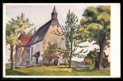 Künstler-AK Bad Schallerbach, Wallfahrtskirche St. Magdalena
