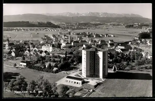 AK Timelkam /O.-Ö., Totalansicht mit Hochhaus und Kirche