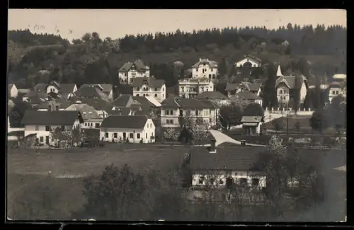 Foto-AK Grieskirchen, Panorama mit Wohnhäusern und Turmgebäude