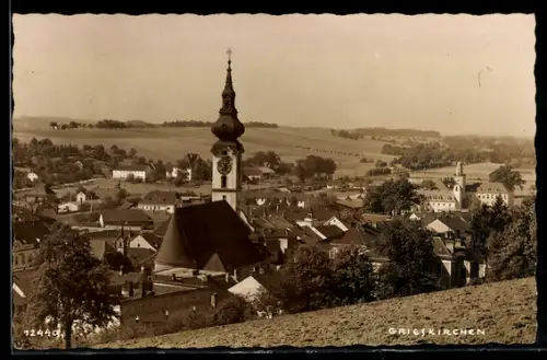 AK Grieskirchen, Panorama mit Kirche und Ortschaft