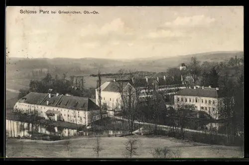 AK Parz bei Grieskirchen, Schloss Parz aus der Vogelschau