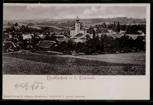 AK Hofkirchen an der Trattnach, Ortsansicht mit Kirche
