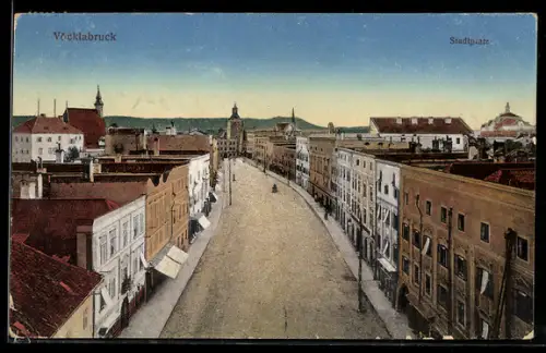 AK Vöcklabruck, Stadtplatz aus der Vogelschau