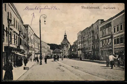 AK Vöcklabruck, Strassenpartie am Stadtplatz